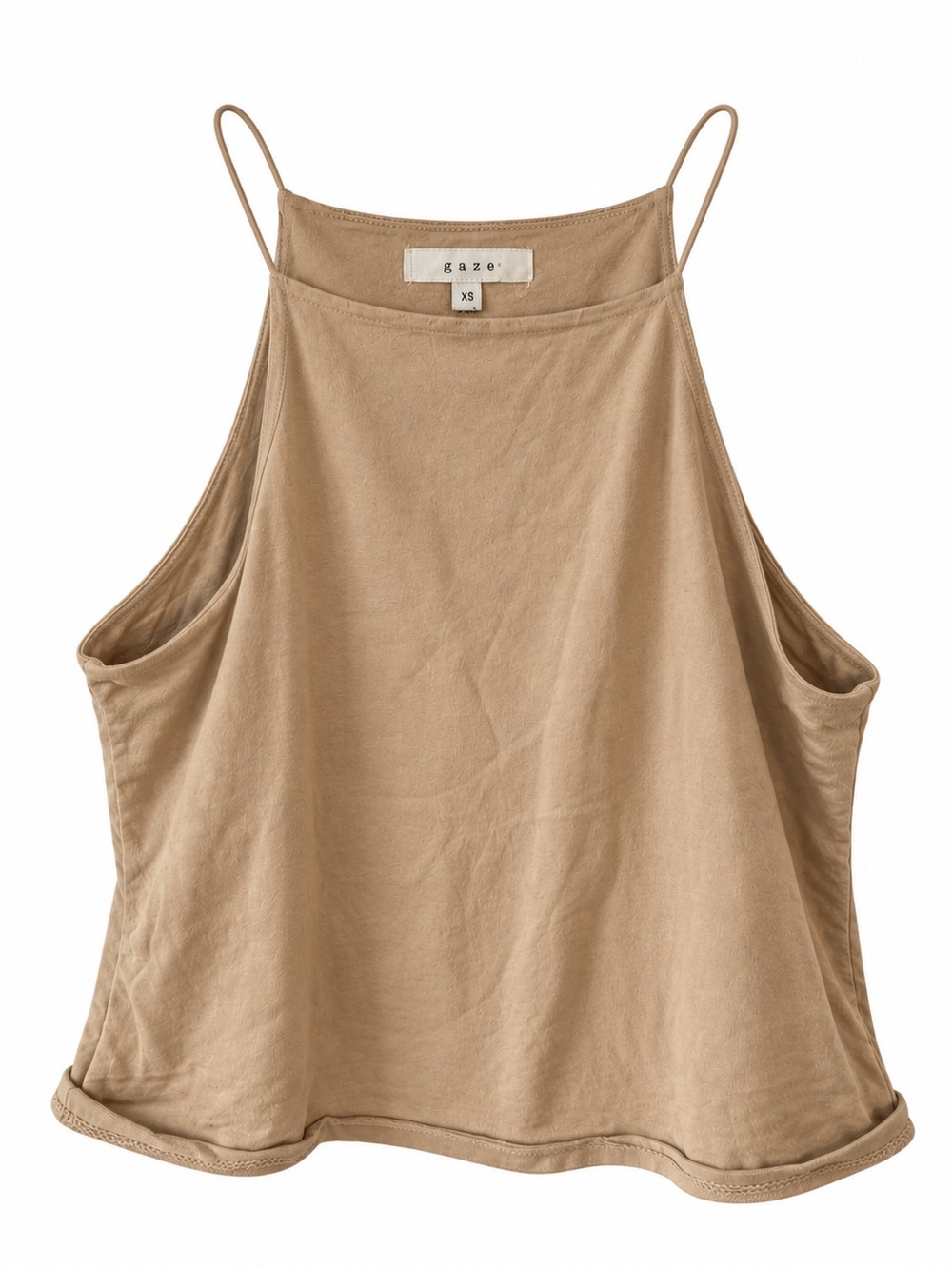 gaze Beige/Tan Minimal Spaghetti-Strap Tank